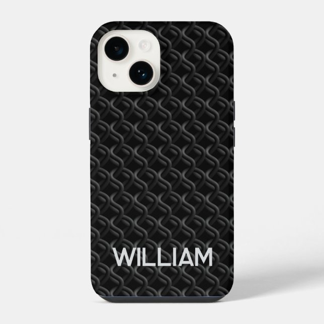 Modern Black Rubber Lattice with Name (Verso)