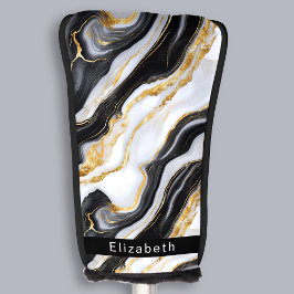 Modern Black White Gold Marble Personalized