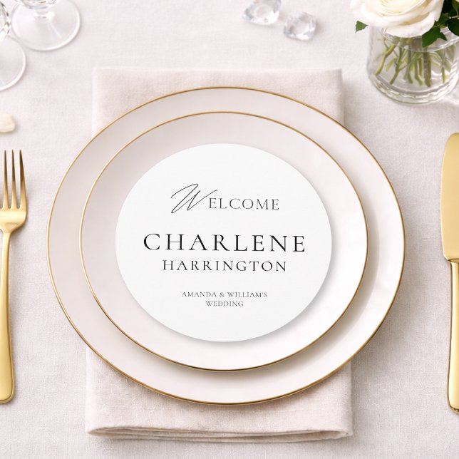 Modern Black & White Round Wedding Sign & Menu (Criador carregado)