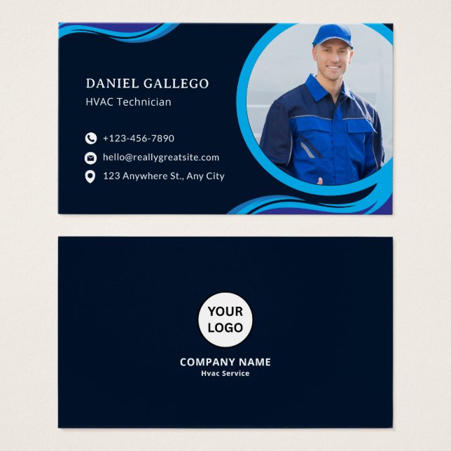 Modern Blue  Geometric Corporate Business Card (Frente & Verso)