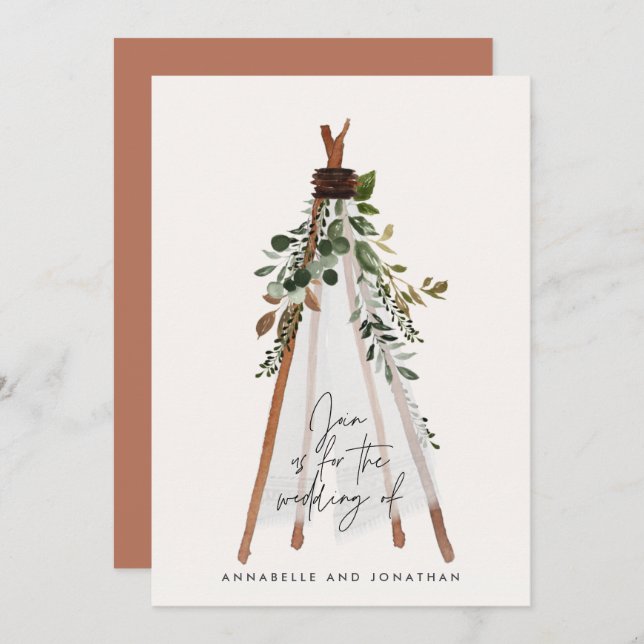 Modern bohemian teepee botanical rustic backyard (Frente/Verso)