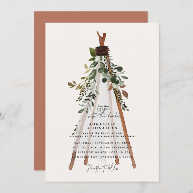 Modern bohemian teepee botanical rustic backyard (Frente/Verso)