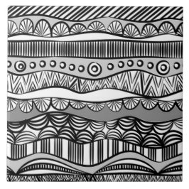 Modern Boho Black and White Pattern Strips Doodles