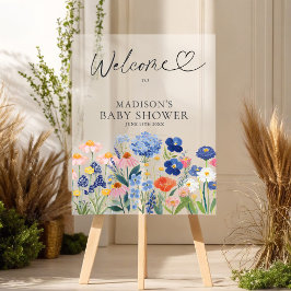 Modern Boho Dusty Blue Baby in Bloom Welcome     