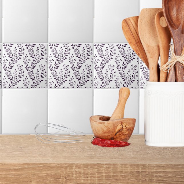 Modern Boho Floral Pattern Plum White (Criador carregado)