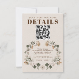 Modern Boho Folk Wedk RSVP Detalhes do Código QR