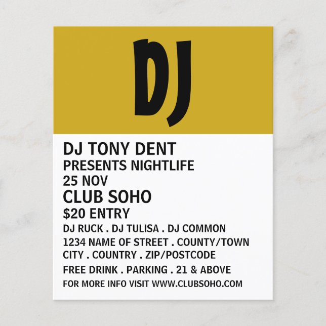 Modern Bold, DJ, Club Event Advertising Flyer (Frente)