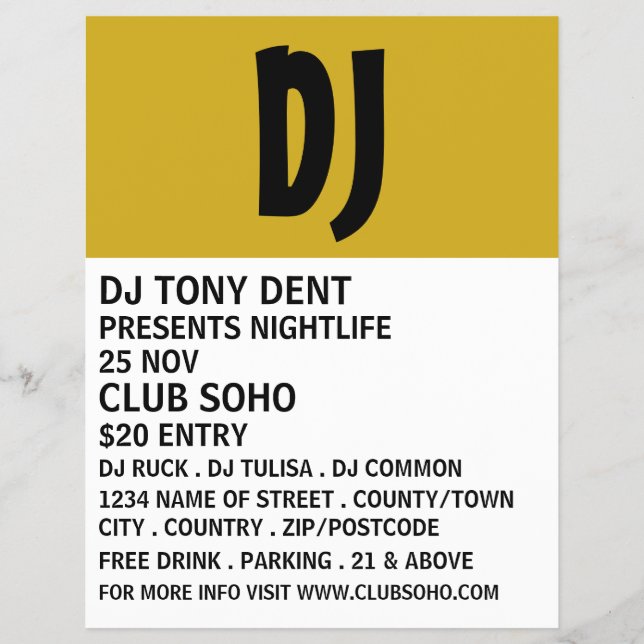 Modern Bold, DJ, Club Event Advertising Flyer (Frente)