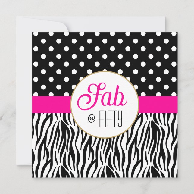 Modern Bold Fifty & Fabulous 50th Birthday Party  (Frente)