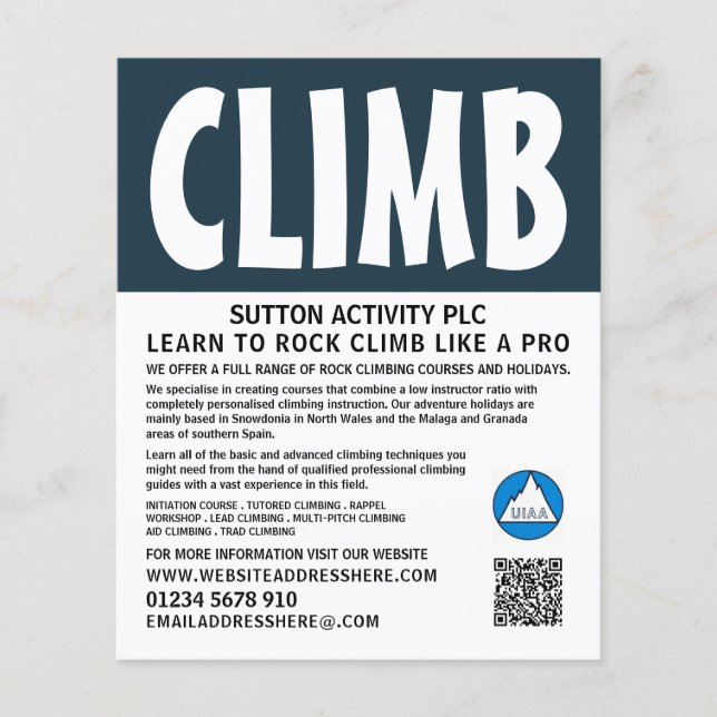 Modern Bold, Hiking & Climbing Advert Flyer (Frente)