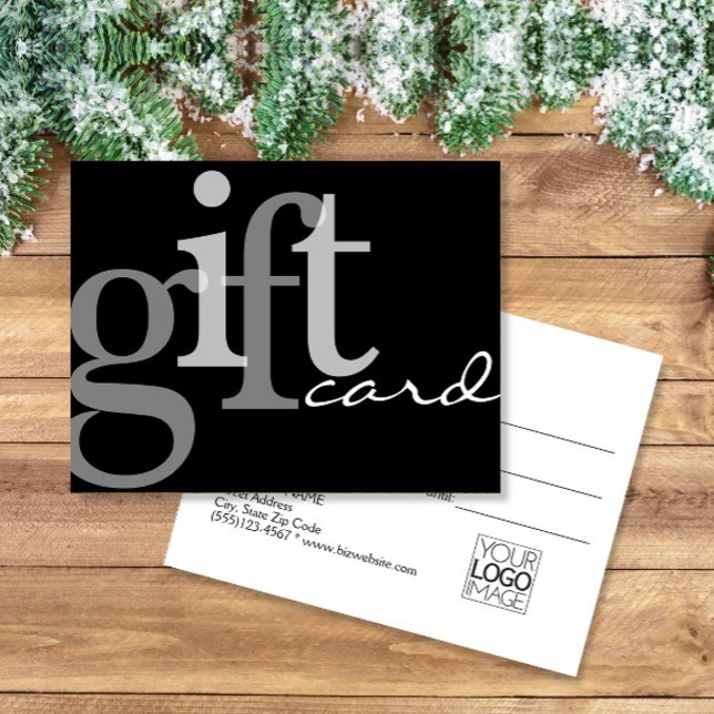 Modern Bold Typography Black Add Logo Gift Card (Criador carregado)