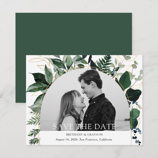 Modern Botanical Garden Arched Foto salvar data (Frente/Verso)