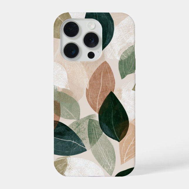 Modern Botanical Leaf Phone Case – Earth Tone  (Verso)