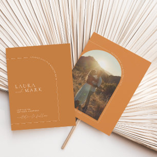 Modern Brunt Orange Arch Photo Save The Date (Foto