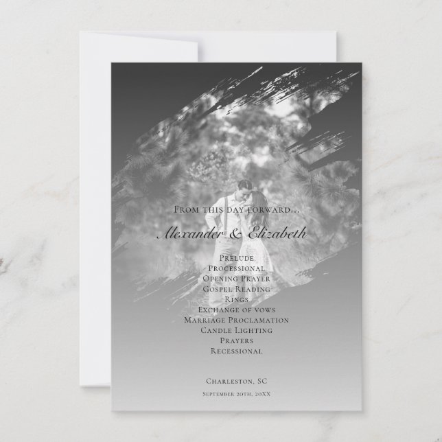 Modern Brushstroke Photo Wedding | Soft Black (Frente)