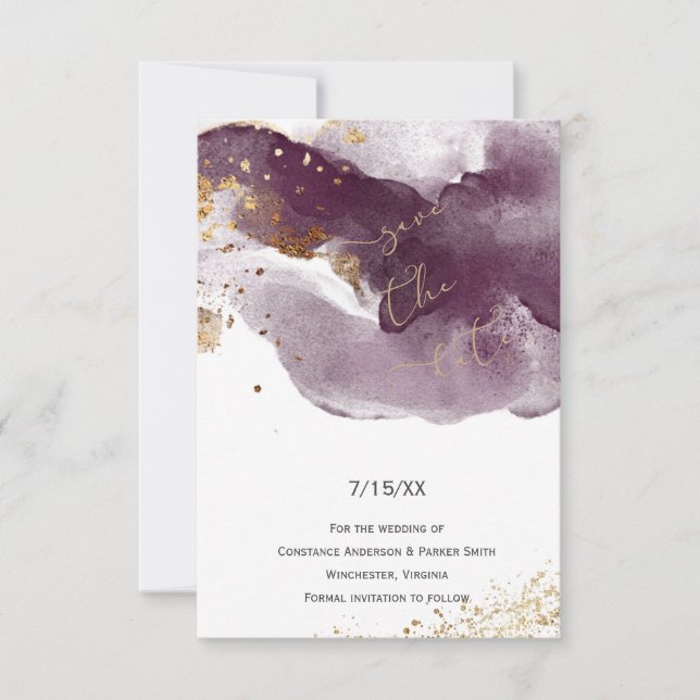 Modern Burgundy e Dourados Brushstrokes Salvem a D (Frente)