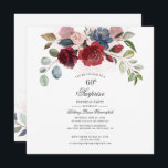 Modern Burgundy Greenery 60ª Festa de aniversário<br><div class="desc">Modern Burgundy Greenery 60º Convite de aniversário que você pode personalizar facilmente com os detalhes de seu partido clicando no botão "Personalizar". Apresentando flores modernas e buquês verdes suculentos e guiando a tipografia moderna. Perfeito para um convite de festas surpresa para qualquer celebração de marco</div>