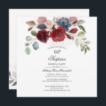Modern Burgundy Greenery 60ª Festa de aniversário<br><div class="desc">Modern Burgundy Greenery 60º Convite de aniversário que você pode personalizar facilmente com os detalhes de seu partido clicando no botão "Personalizar". Apresentando flores modernas e buquês verdes suculentos e guiando a tipografia moderna. Perfeito para um convite de festas surpresa para qualquer celebração de marco</div>