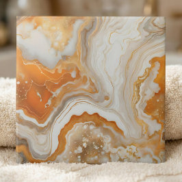 Modern Burnt Orange and Gold Liquid Marble Agate