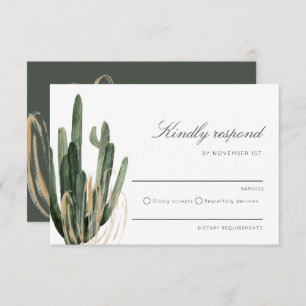 Modern Cactus Wedding Kindly Responder cartão RSVP