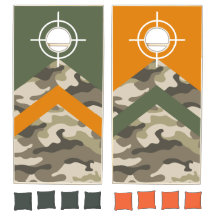 Modern Camo & Orange Chevron Outdoor Bag Toss
