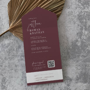 Modern Chic Burgundy Apenas Adora Casamento de Cód