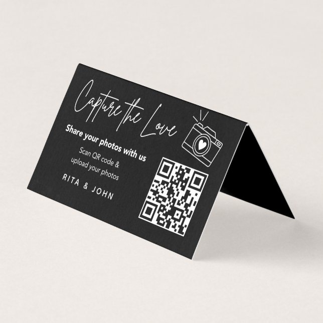 Modern Chic Capture The Love QR code Folded Card (Frente)