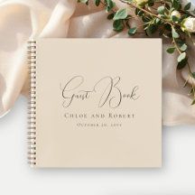Modern Chic Elegant Sandy Beige Wedding Guest Book