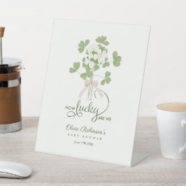 Modern Chic Lucky Shamrock with Bow baby shower