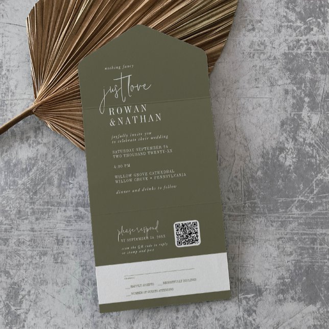 Modern Chic Olive Green Apenas Adora Casamento de  (Criador carregado)