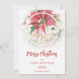 Modern Christmas Poinsettias Frosted Overlay
