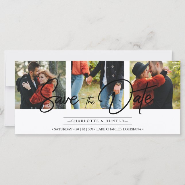 Modern Collage 3 Custom Photos Engagement Couple (Frente)