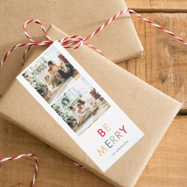 Modern Collage Holiday Photo | Colorful Be Merry (Criador carregado)