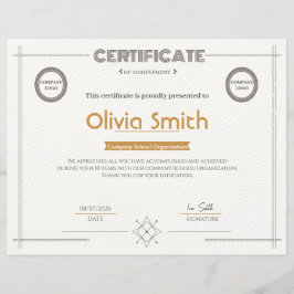 Modern Corporate Certificate of Achievement with L
