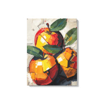 Modern Cubism Apple Canvas Art – Vibrant Abstract