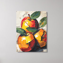 Modern Cubism Apple Canvas Art – Vibrant Abstract 
