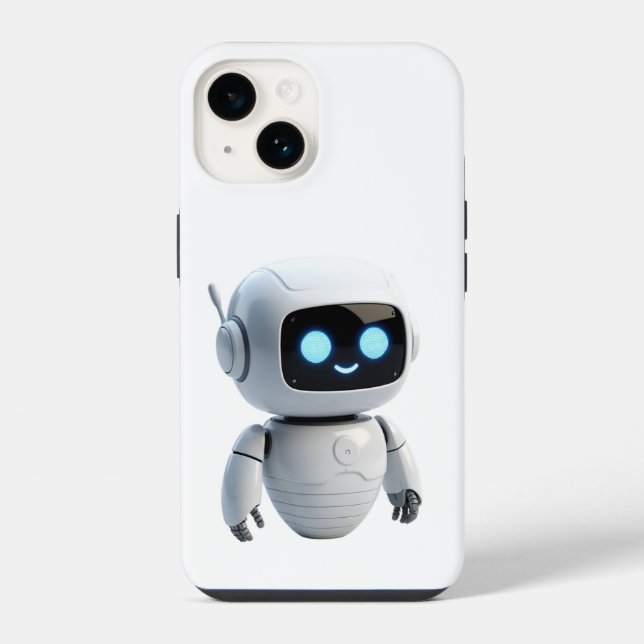 Modern Cute AI Robot Minimalist White iPhone Case (Verso)