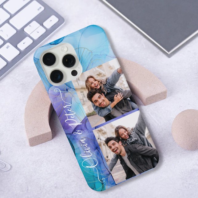 Modern cute Purple couple photos collage with name (Criador carregado)