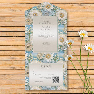 Modern Daisy Satin & Pearls Código QR do Alivio