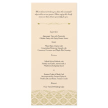 Modern Damask in Ivory Dourado Wedding Menu