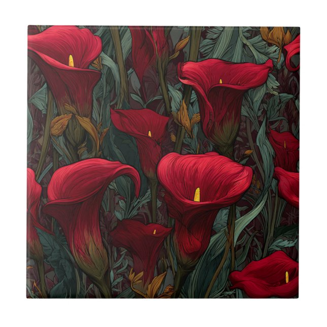 Modern Decorative Calle Lilies  Tiles  For Kitchen (Frente)