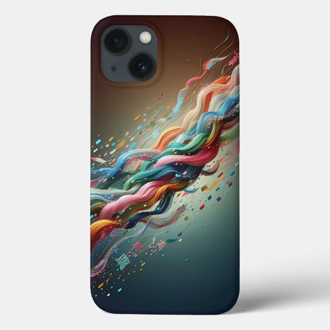 Modern Digital Ribbon Phone Case - Vibrant Rainbow (Verso)