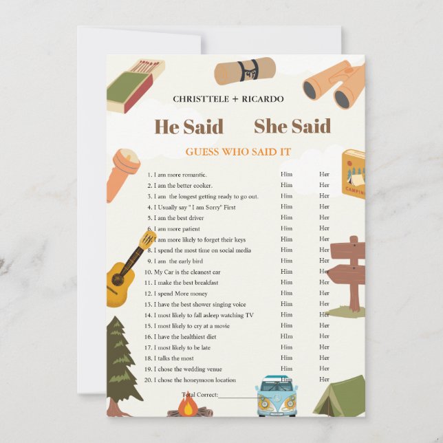 Modern Ele disse que ela disse cartão de Chá de pa (Frente)