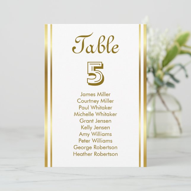 Modern Elegance Gold Table Number Seating (Em pé/Frente)