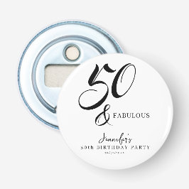 Modern Elegant Black White Fifty Fabulous Birthday