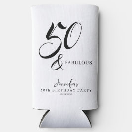 Modern Elegant Black White Fifty Fabulous Birthday