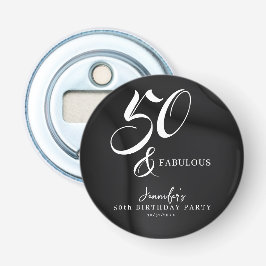 Modern Elegant Black White Fifty Fabulous Birthday