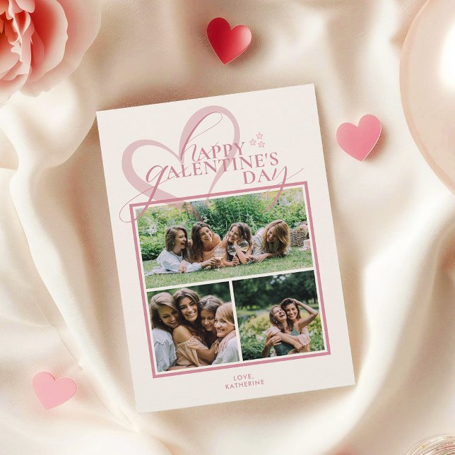 Modern Elegant Chic Photo Galentine's Day Card (Criador carregado)