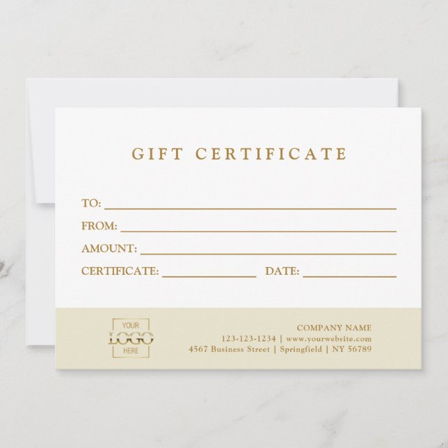Modern Elegant Custom Business Gift Certificate (Frente)