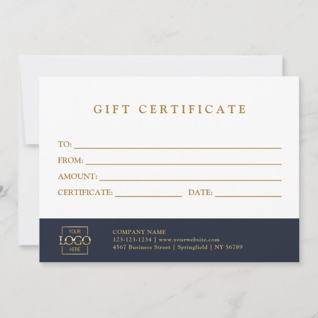 Modern Elegant Custom Business Gift Certificate (Frente)